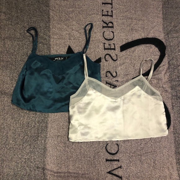 Forever 21 Tops - teal & silver silk tanks